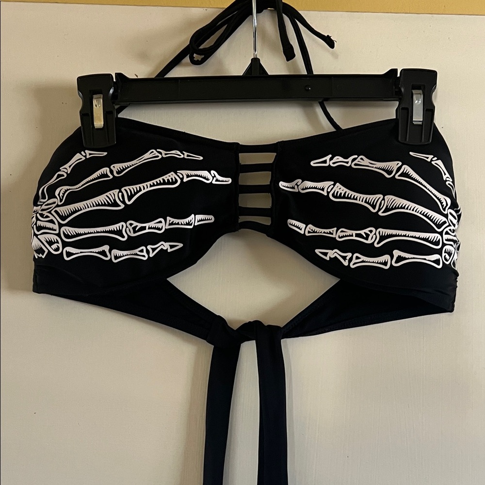 Hot Topic Black and White Skeleton Bikini Top